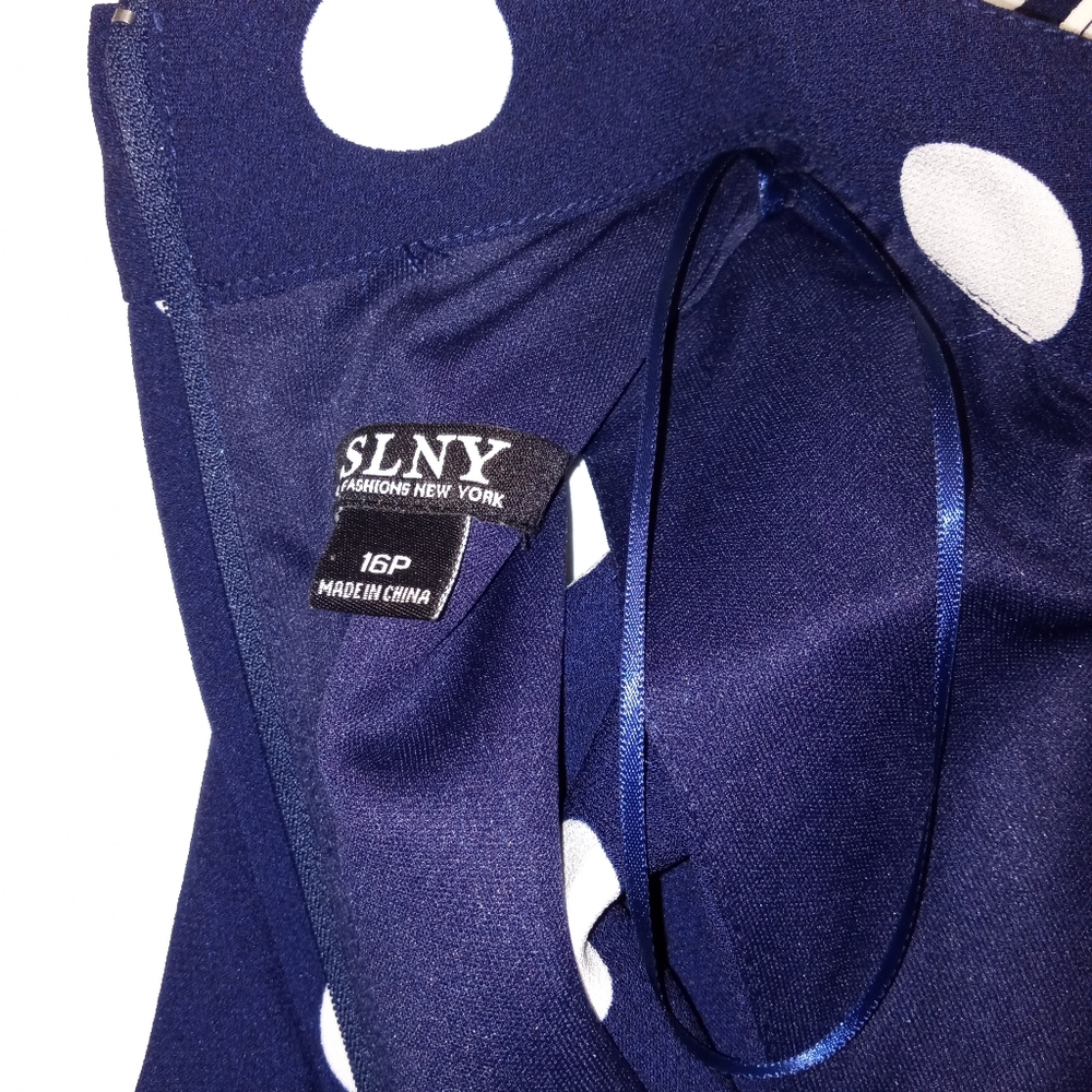 SLYN Navy and White Polka Dot Sleeveles Midi Dress 16P -NWT - Picture 11 of 11